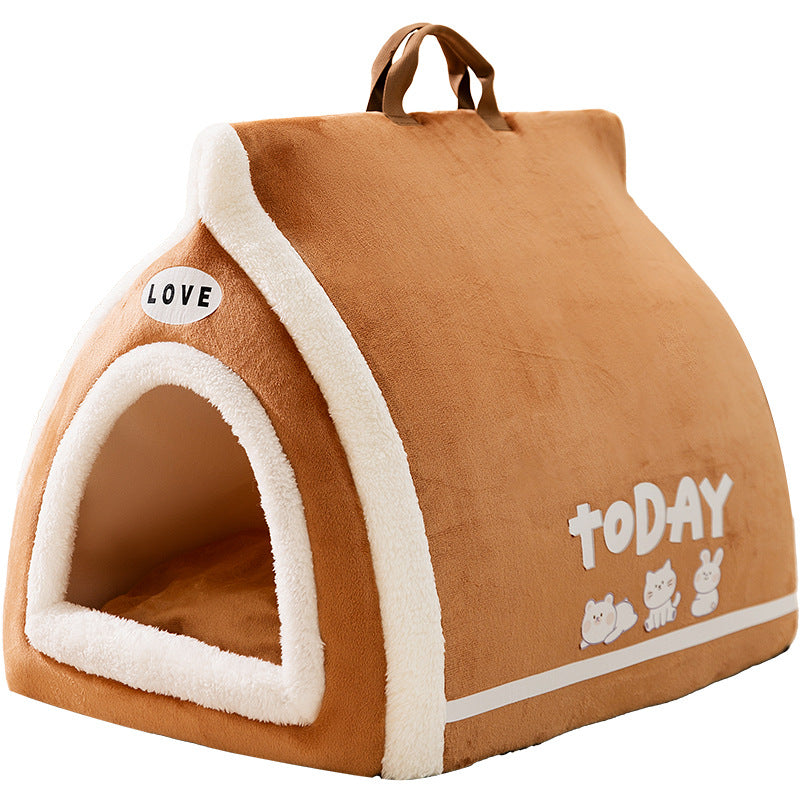 Toast-shaped pet bed with an open/semi-enclosed design.