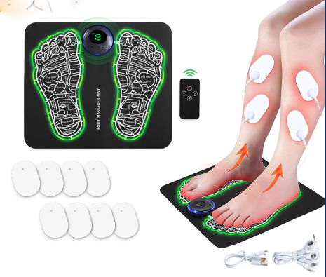EMS foot stimulator: muscle stimulation, blood circulation, and foot and leg relaxation.