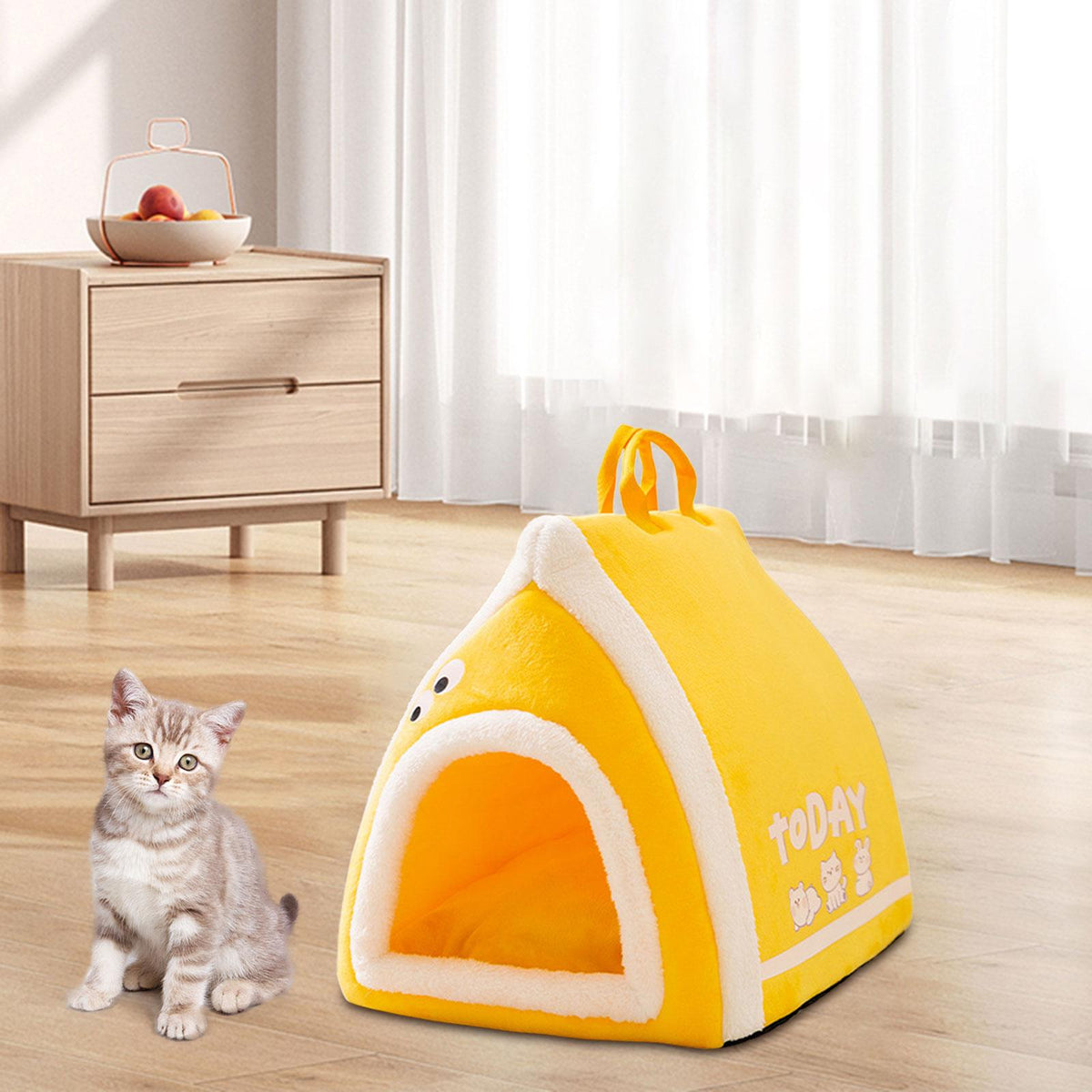 Toast-shaped pet bed with an open/semi-enclosed design.
