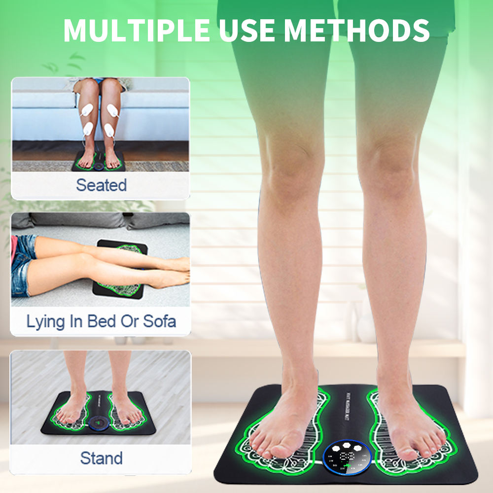 EMS foot stimulator: muscle stimulation, blood circulation, and foot and leg relaxation.