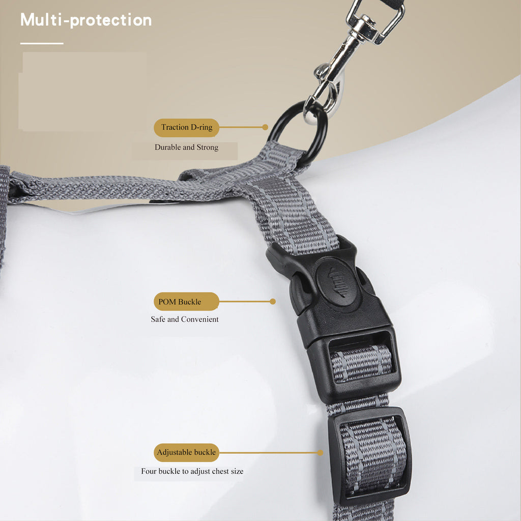 Reflective, adjustable Oxford fabric pet harness with a breathable, comfortable interior.
