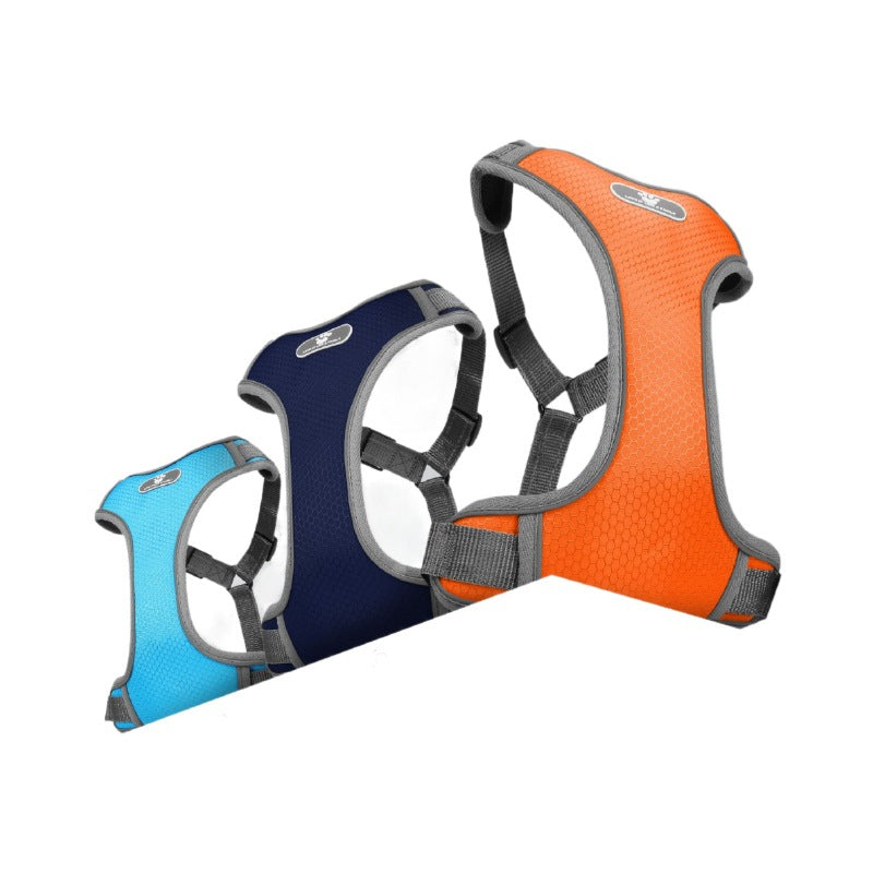 Reflective, adjustable Oxford fabric pet harness with a breathable, comfortable interior.