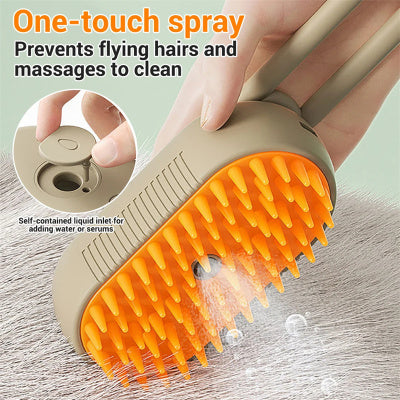 3-in-1 Electric Steam Grooming Brush for Cats and Dogs – Massage and Spray Comb