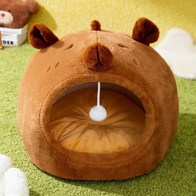 Toast-shaped pet bed with an open/semi-enclosed design.